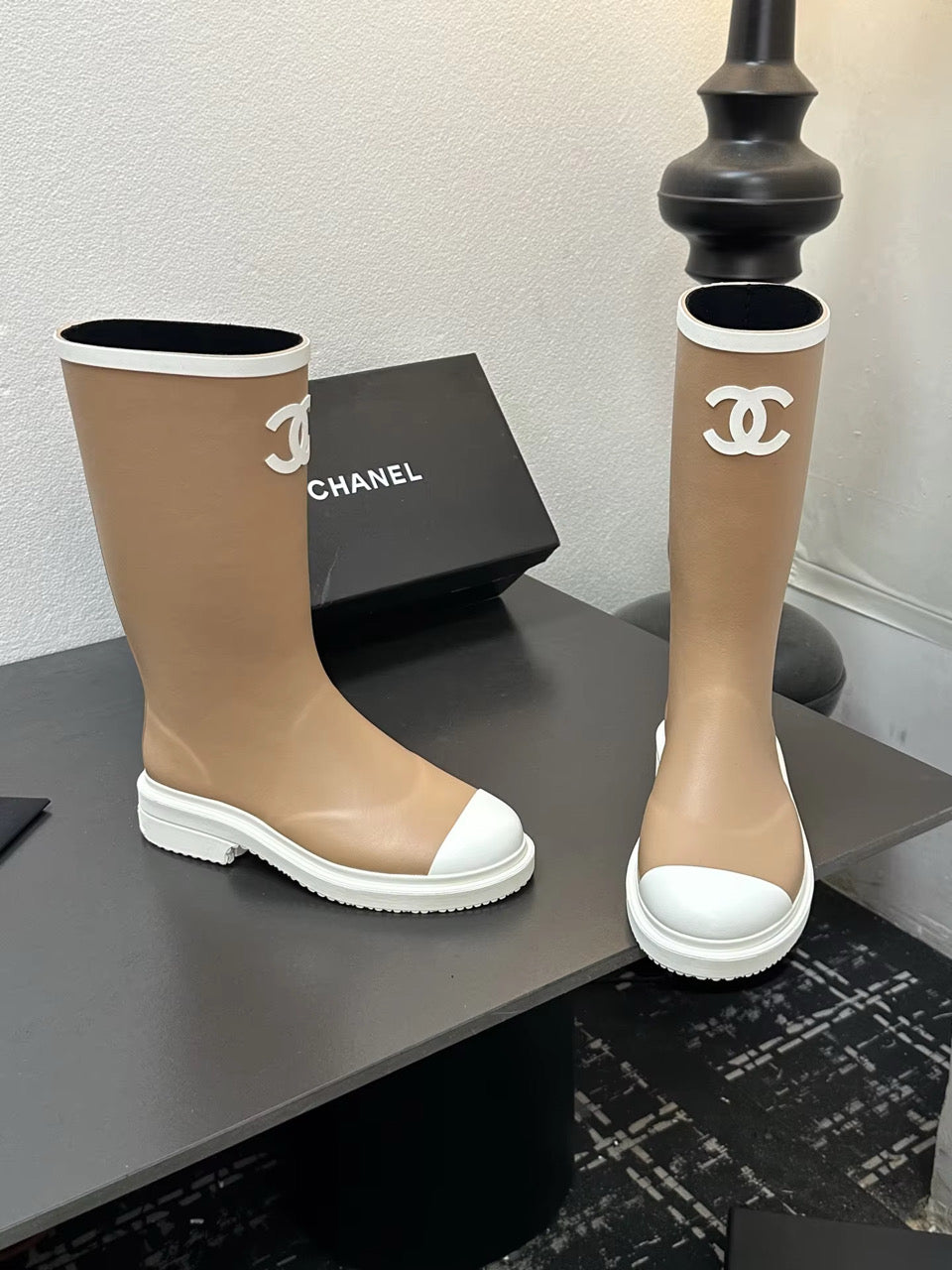 NEW! Rubber Boots white sole