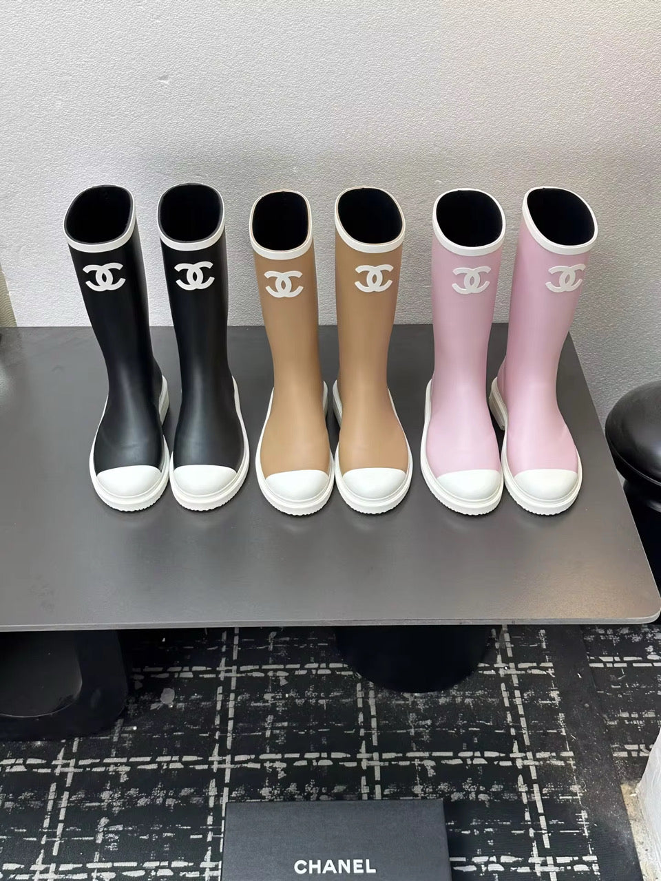 NEW! Rubber Boots white sole