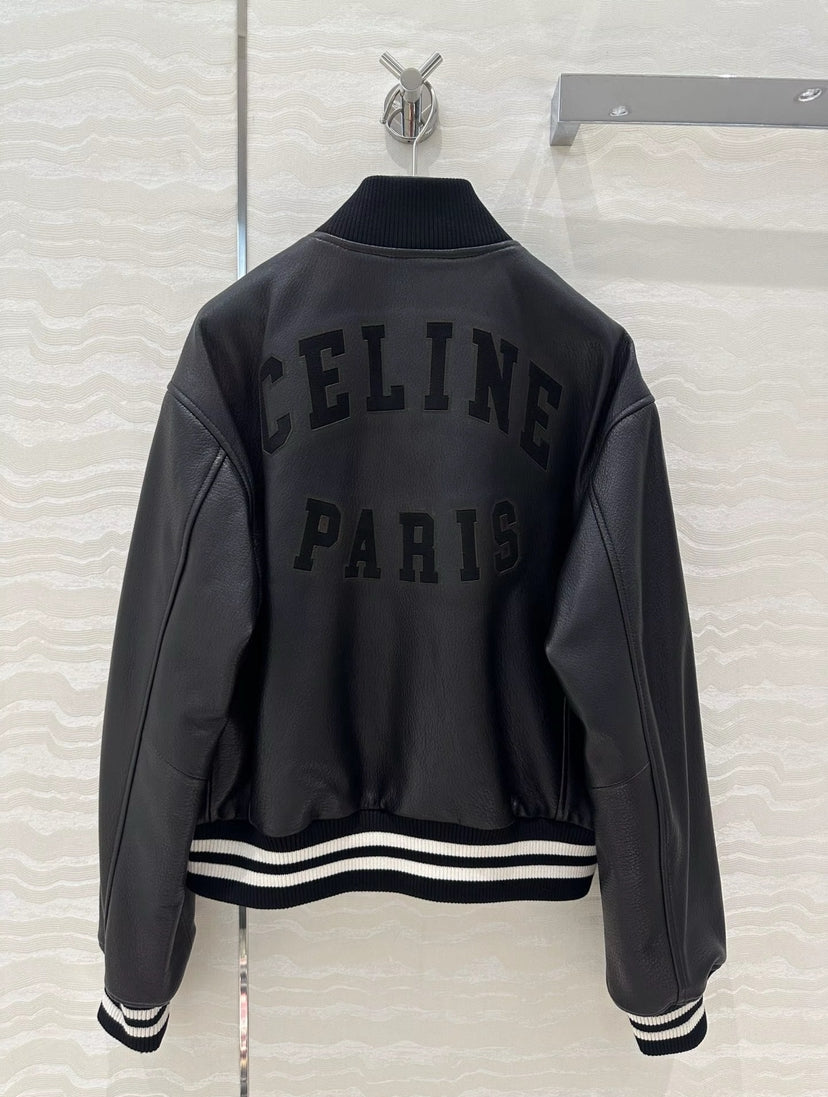 Black Leather Varsity
