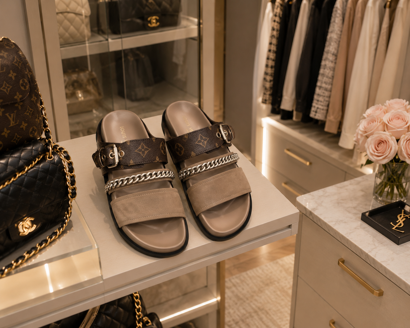 The Monaco Chain Slide Sandals