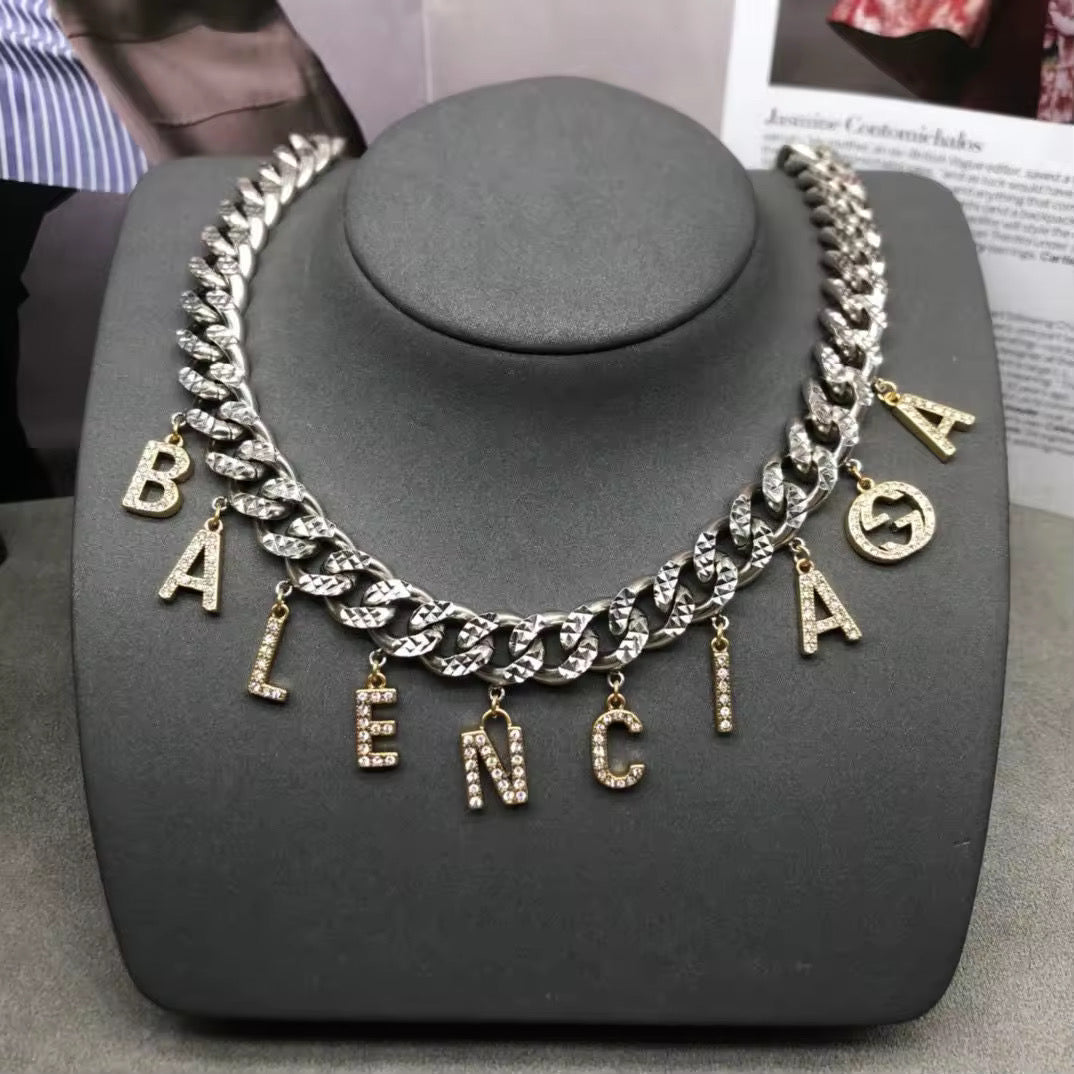 Silver letter necklace
