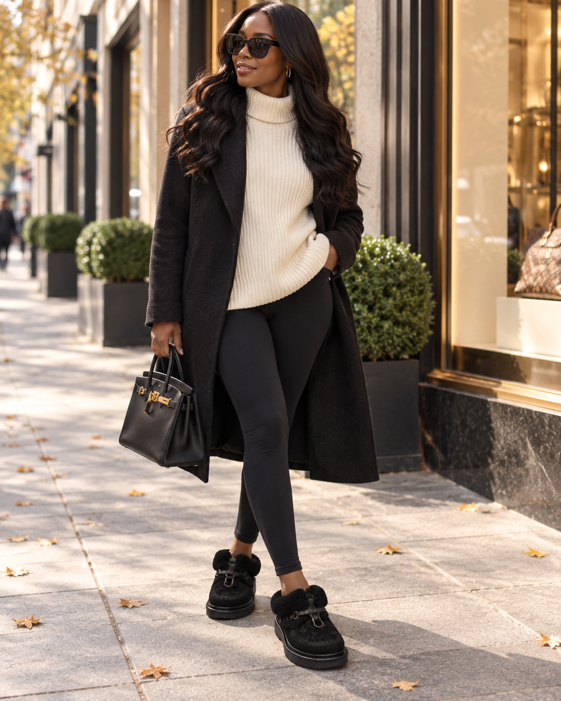 Luxe Monogram Shearling Cozy Mules