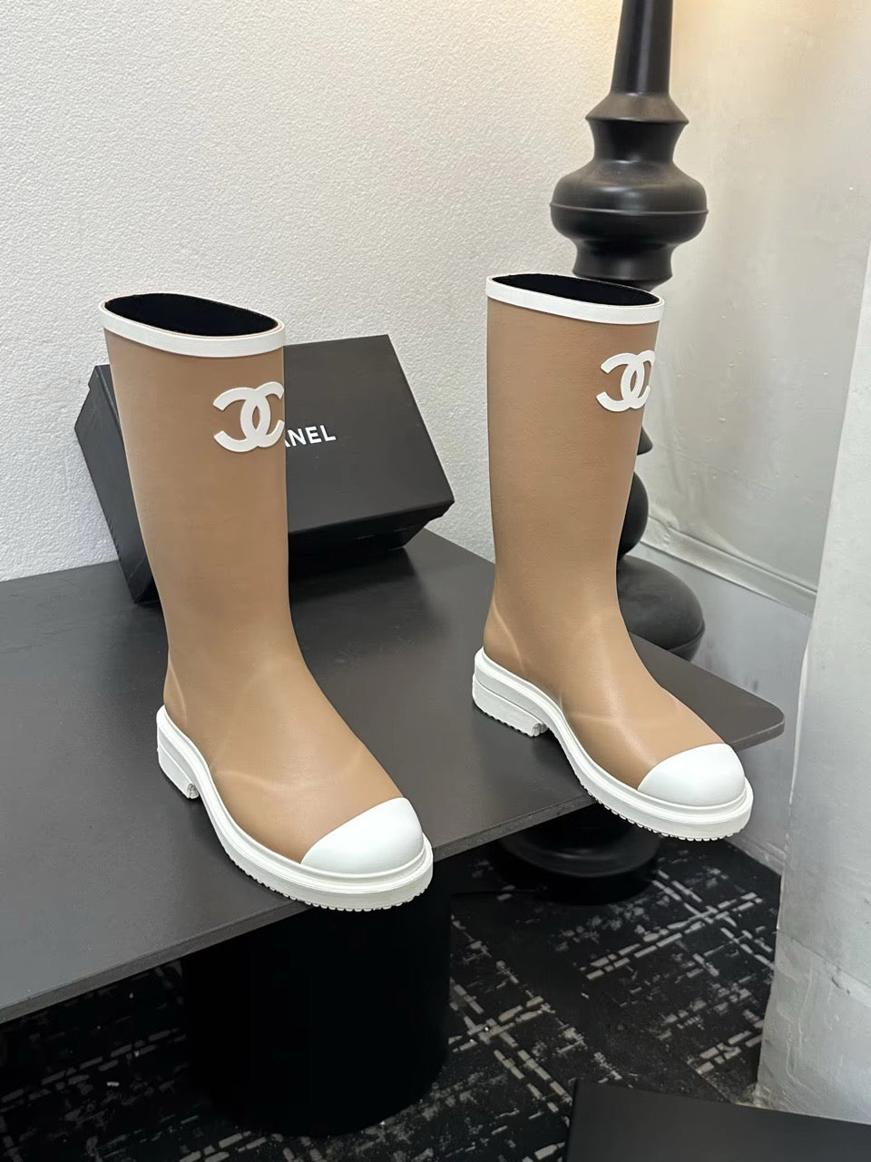 NEW! Rubber Boots white sole