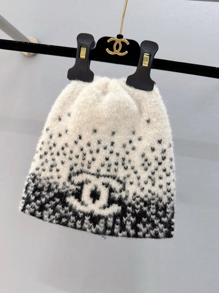 White & Black Beanie or Shawl
