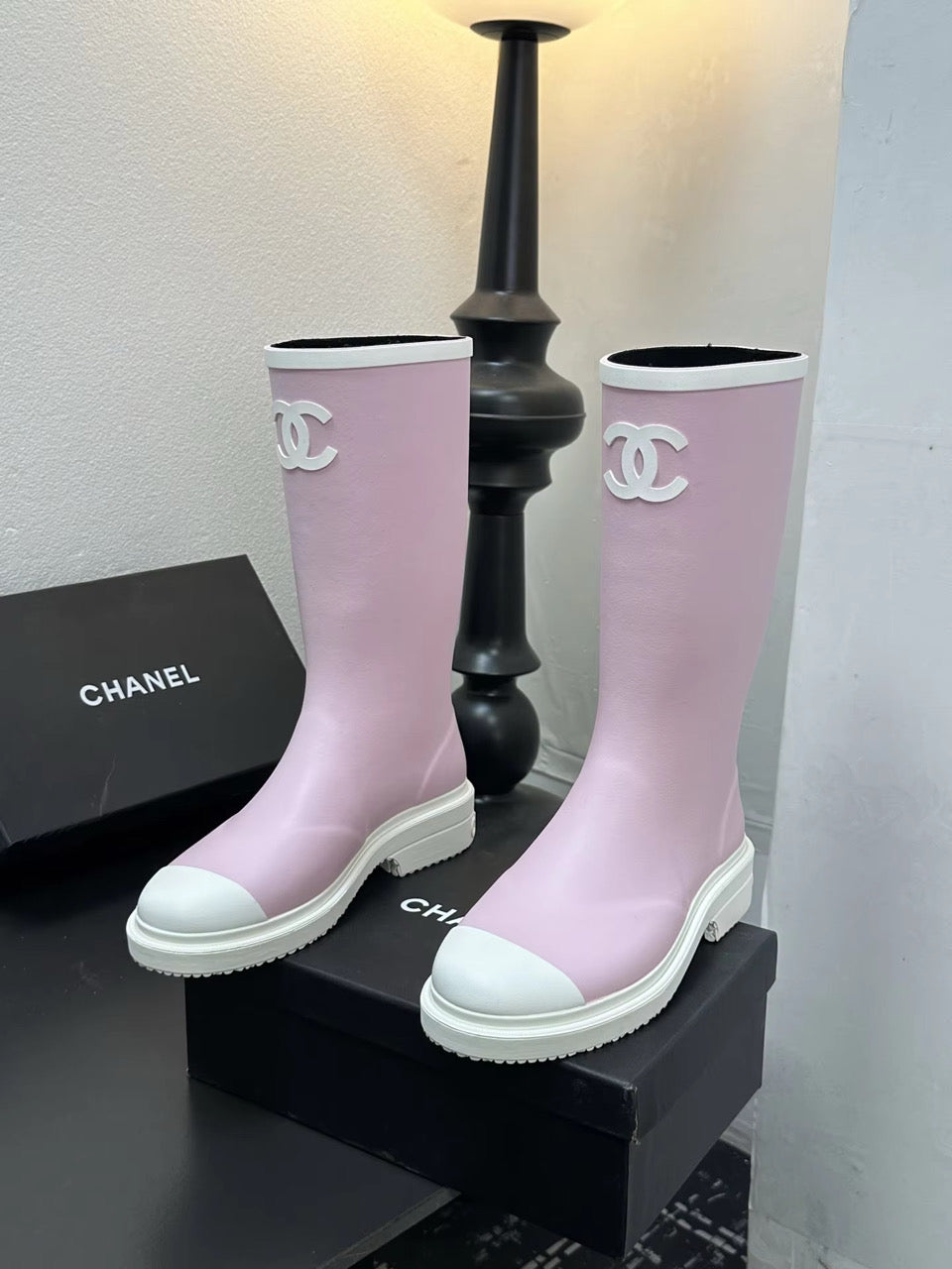 NEW! Rubber Boots white sole