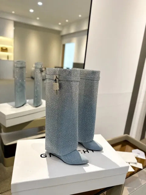 Bedazzled Denim Boots