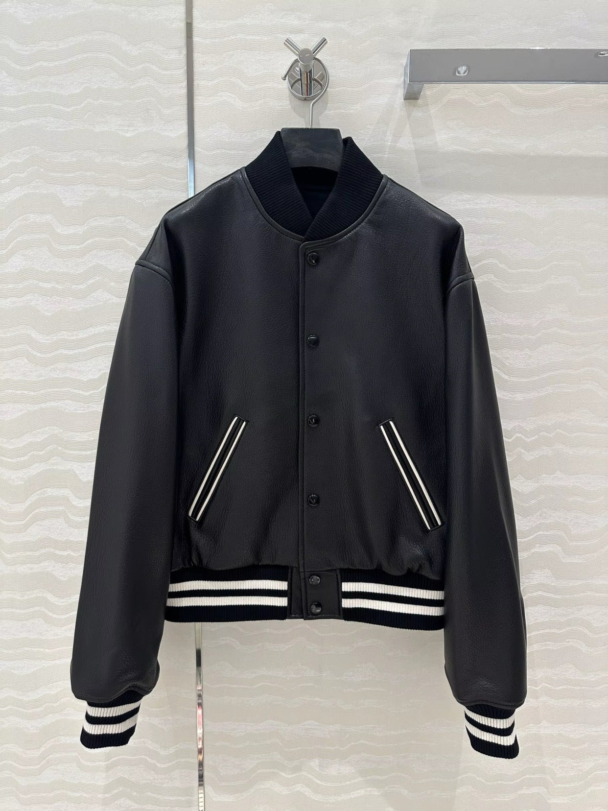 Black Leather Varsity