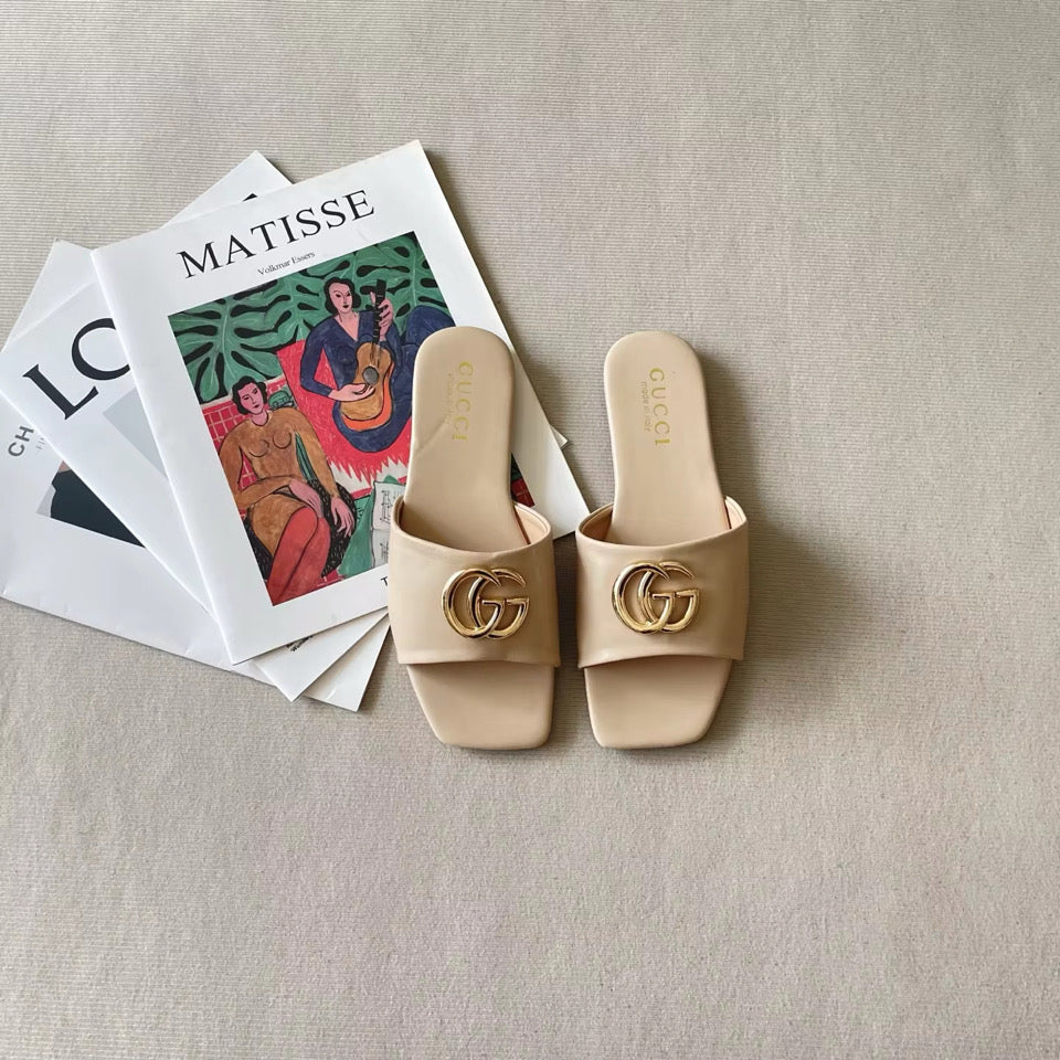 Flat leather bound slides
