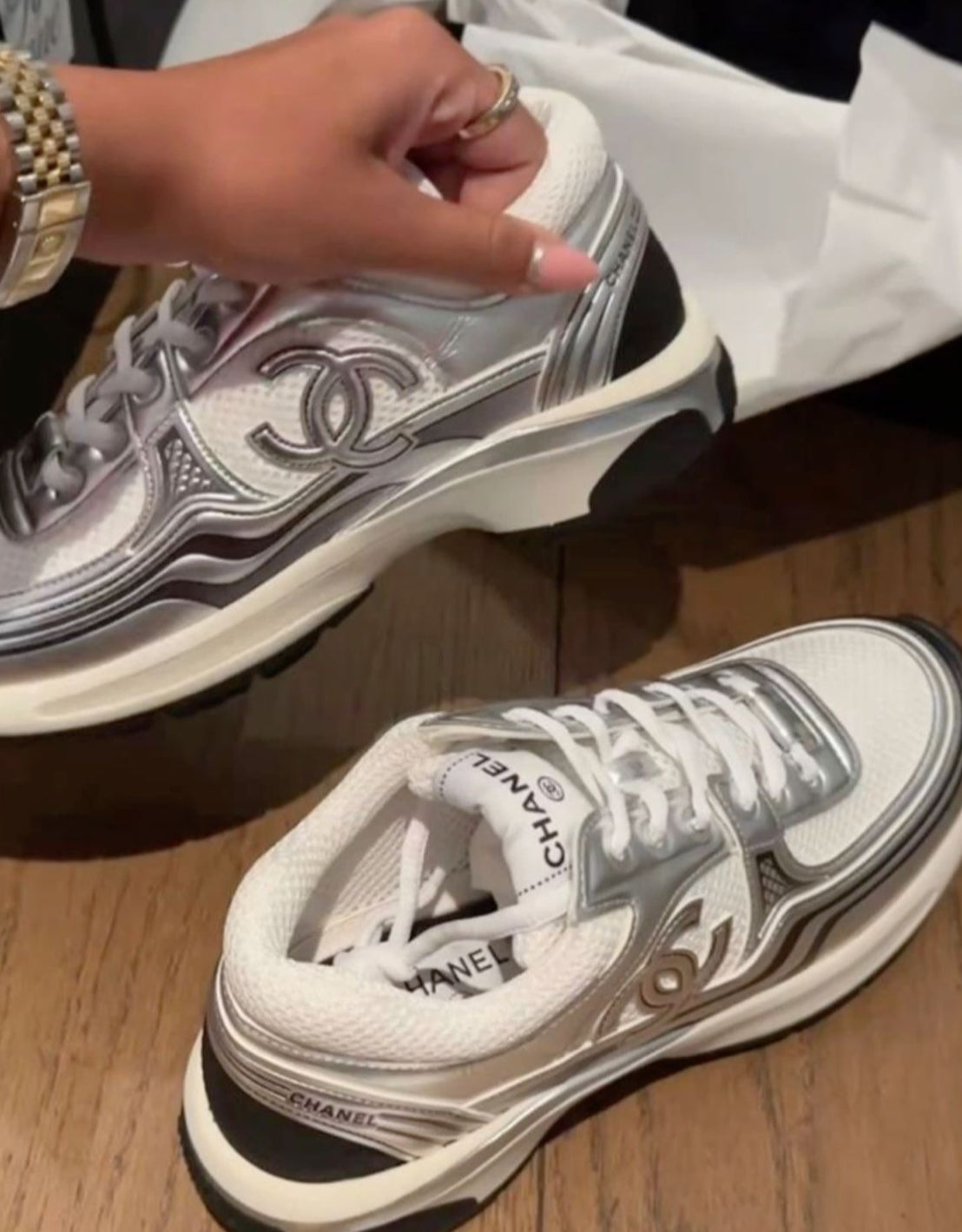 Silver or Gold Tennis shoe style