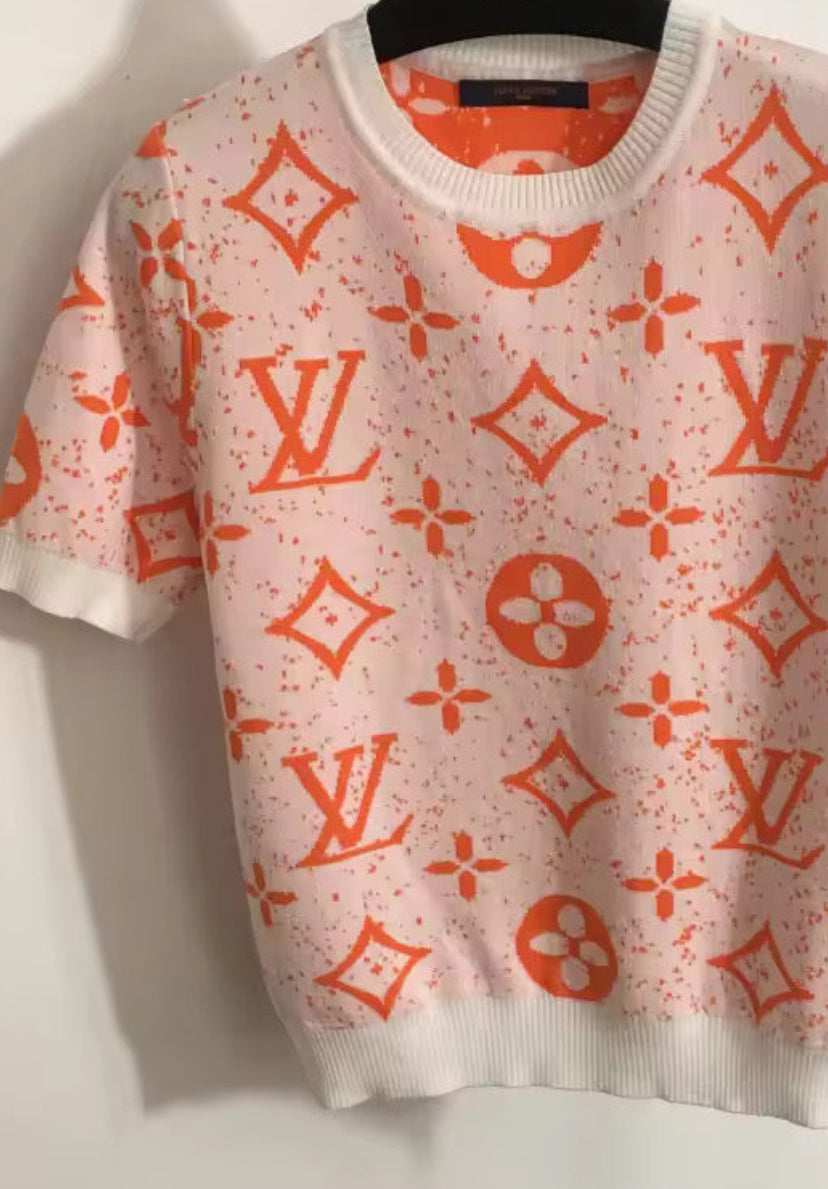Orange & White Top