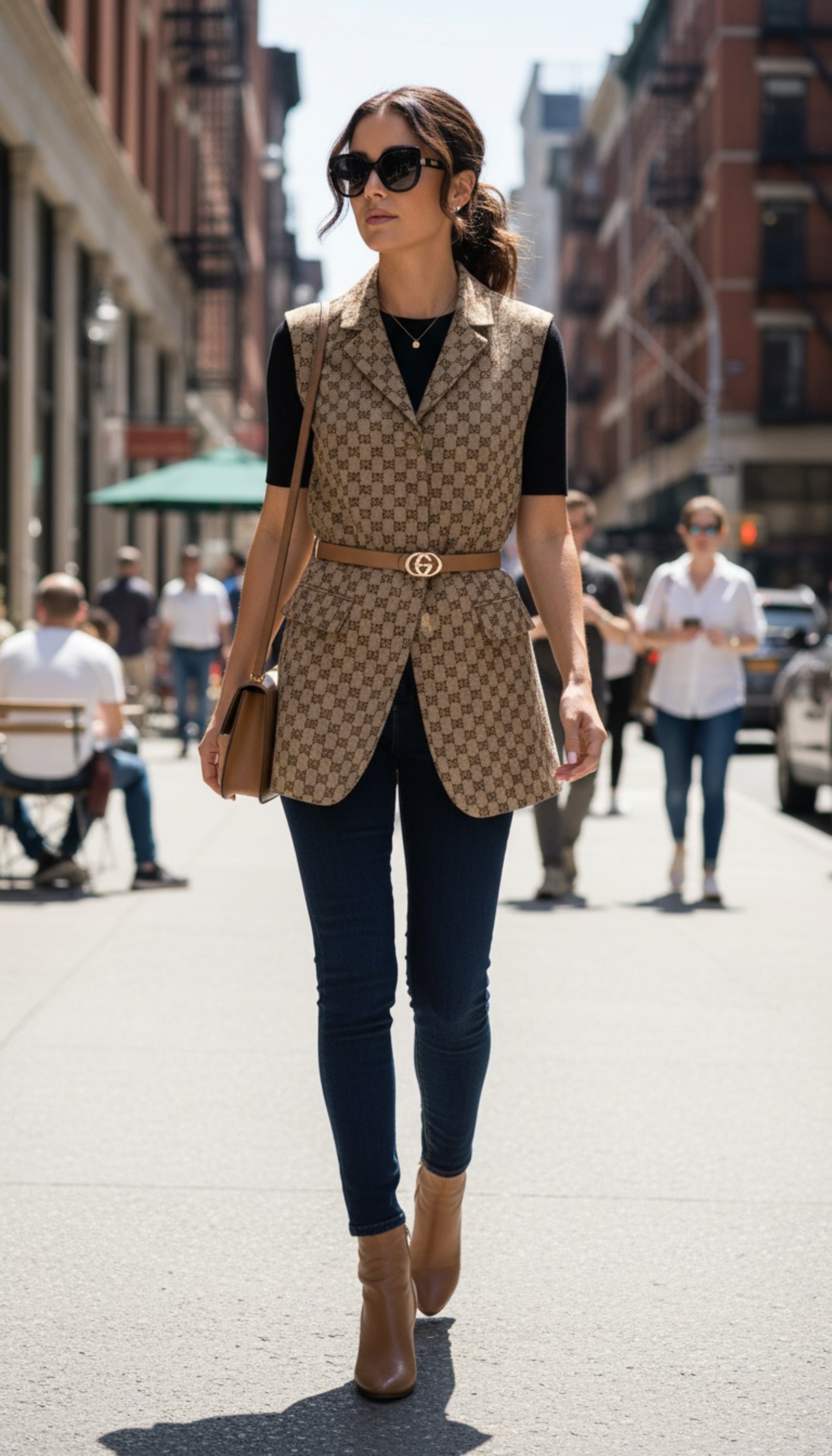 Brown Vest Top with belt