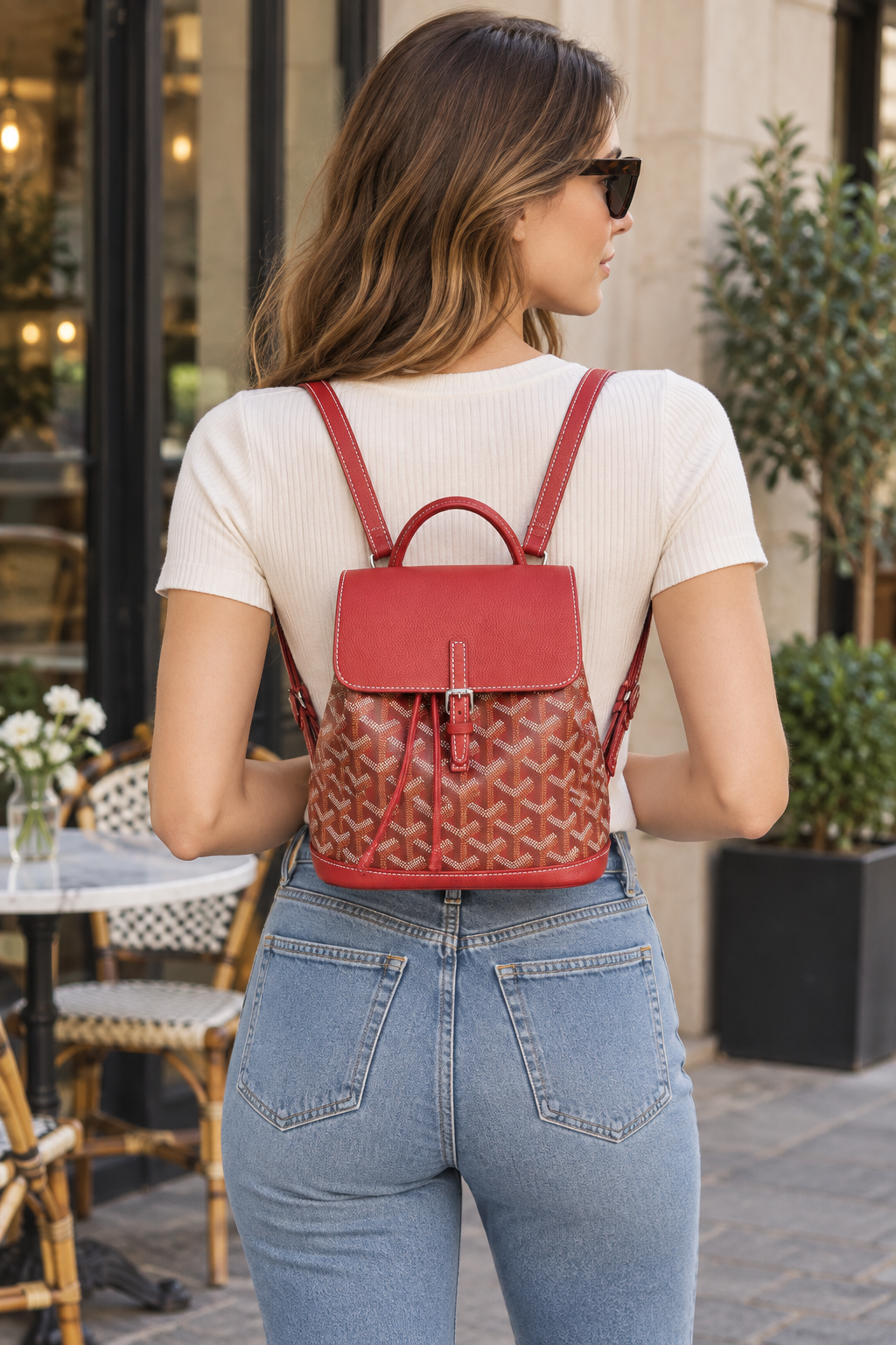 Medium leather backpack