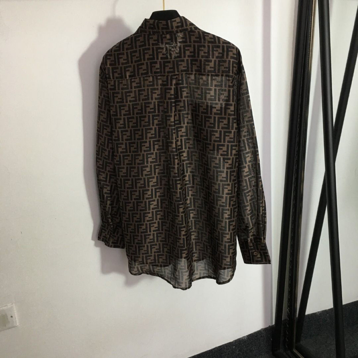 2 piece button down set in brown