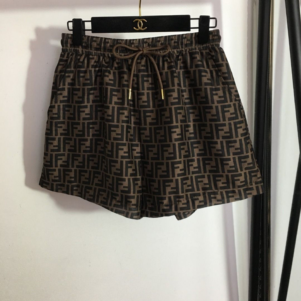 2 piece button down set in brown