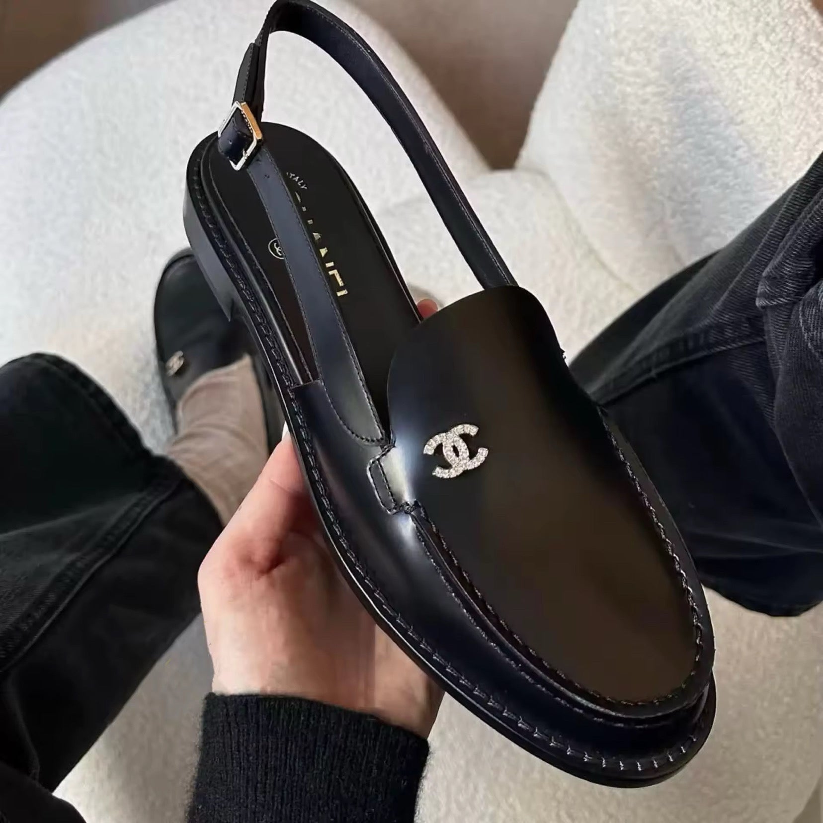 Black Sling Loafers