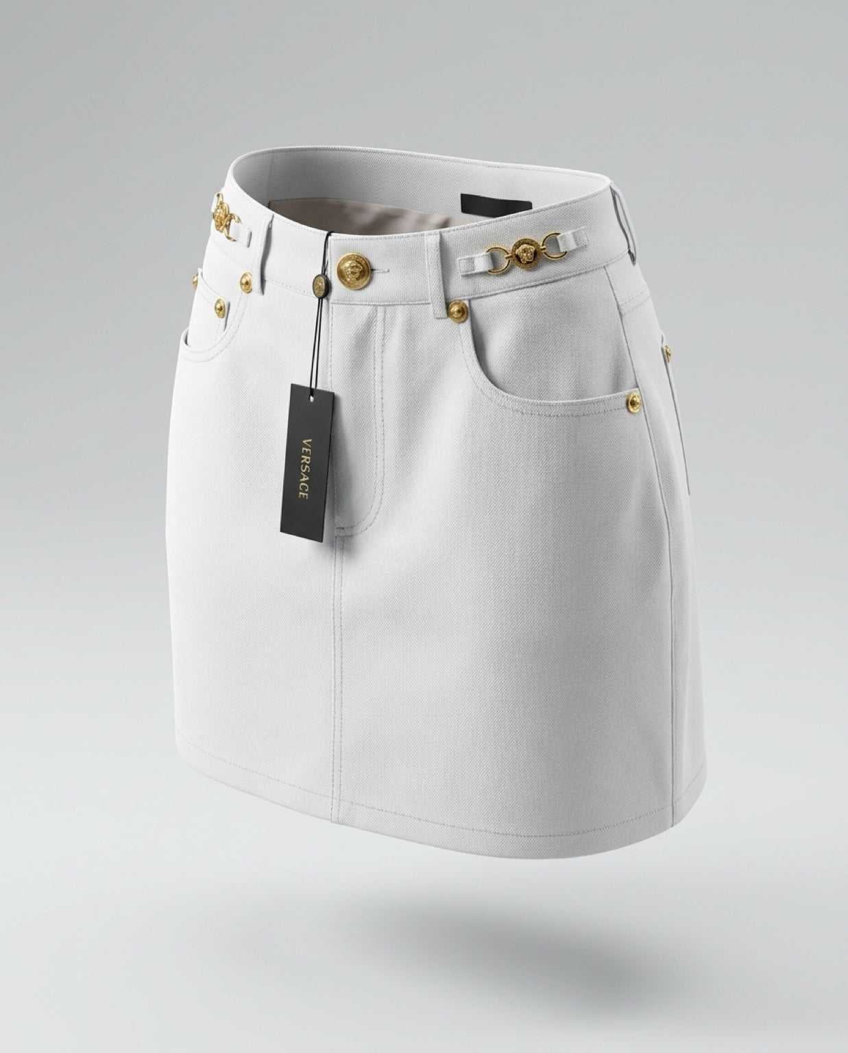 Denim skirt with gold hardware