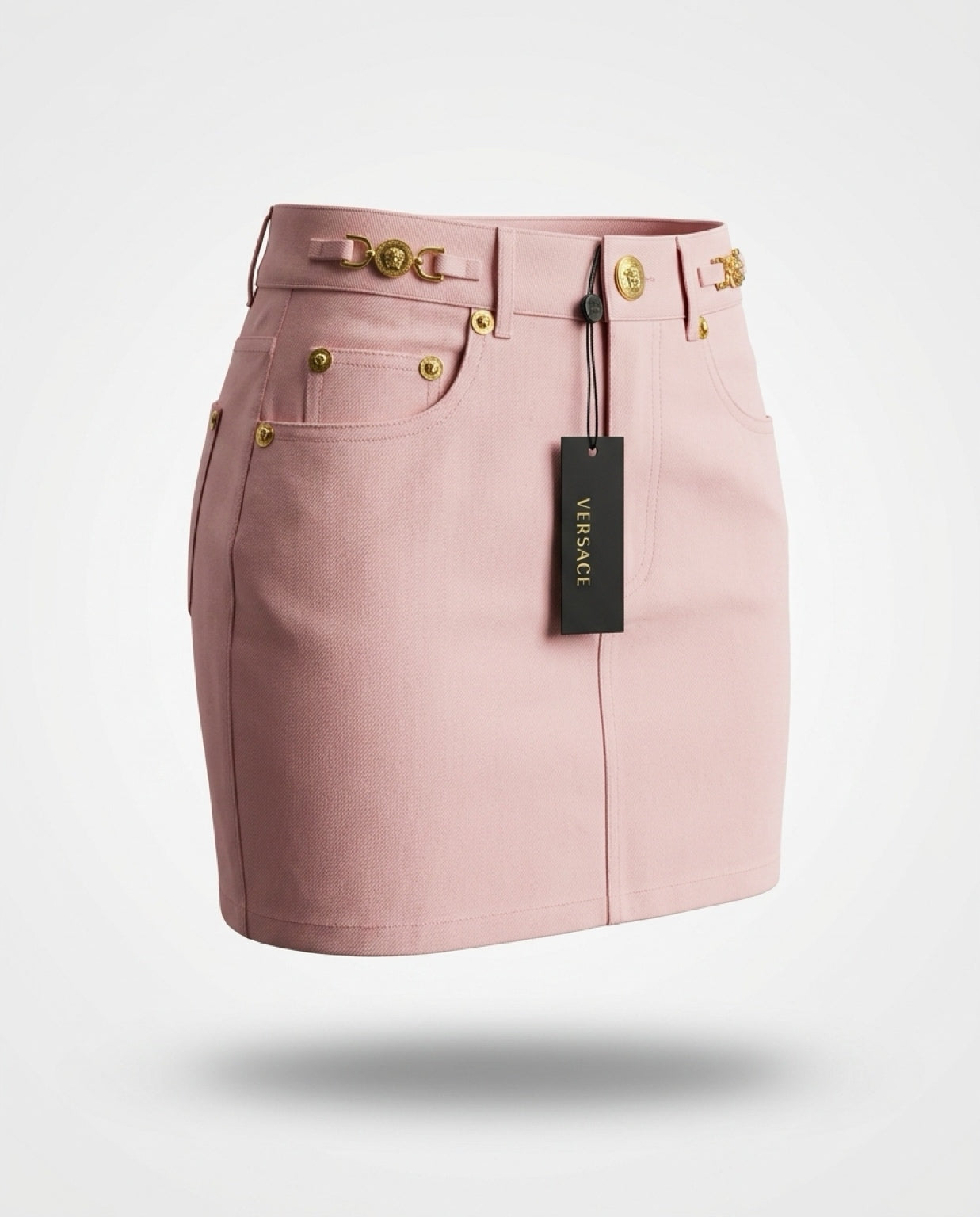 Denim skirt with gold hardware