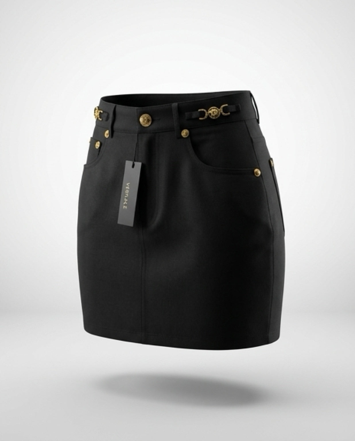 Denim skirt with gold hardware