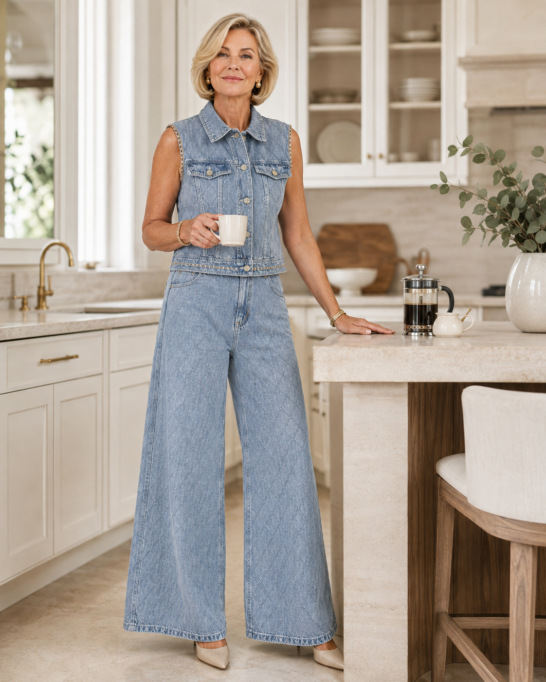 The Sutton Quilted Denim Set