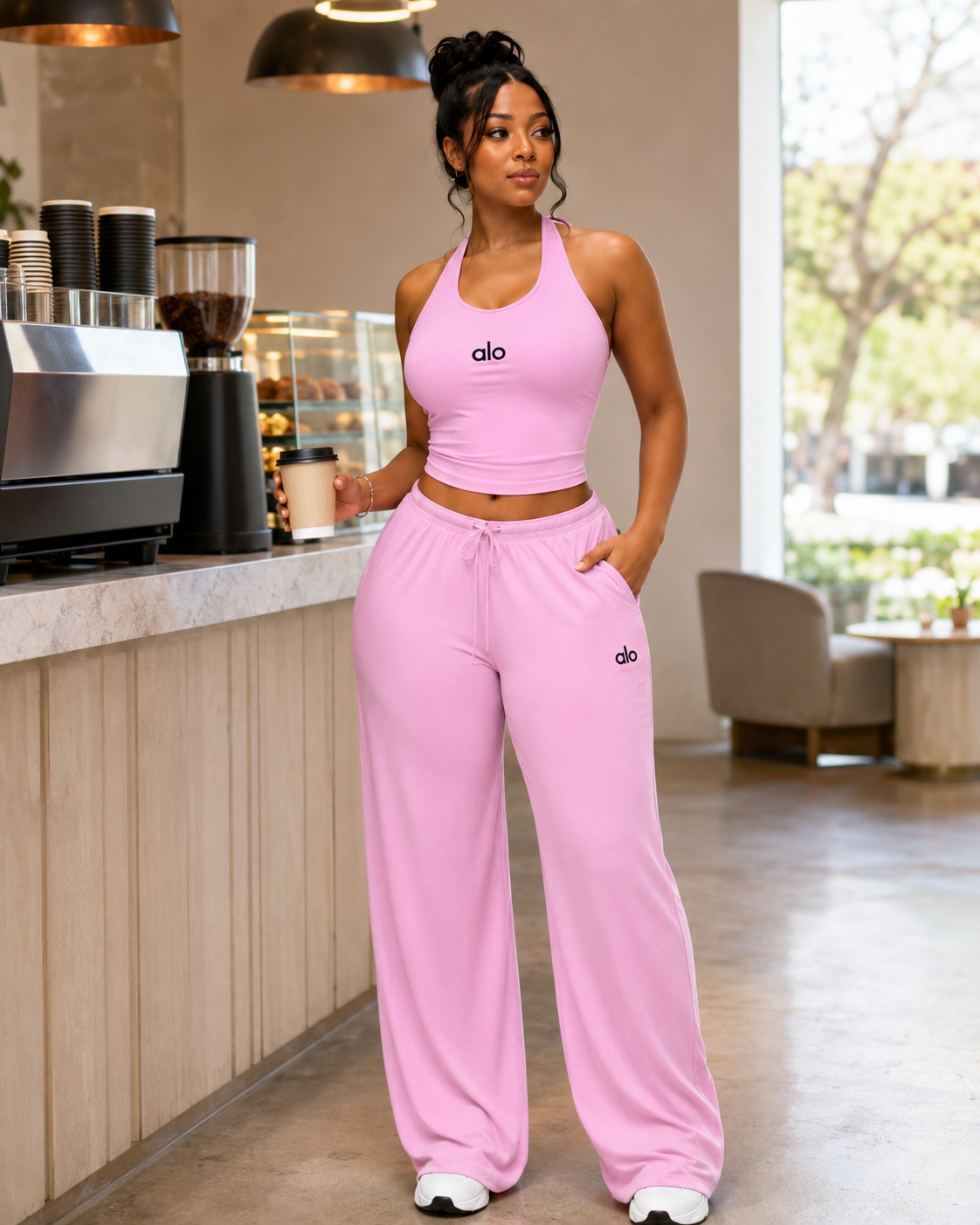 Stretchy halter top pant set | POPULAR
