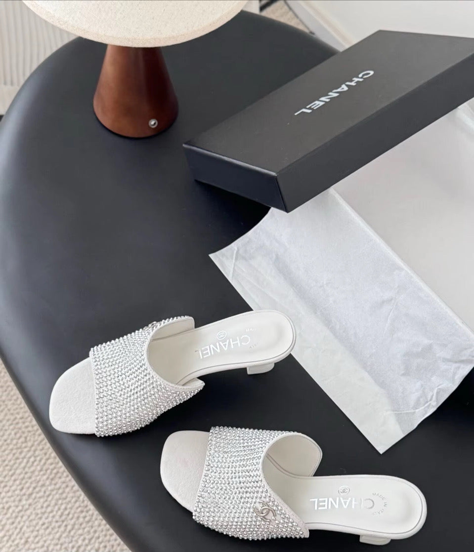 Bedazzled or Patent Mules