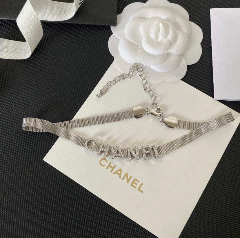Silver choker with letters