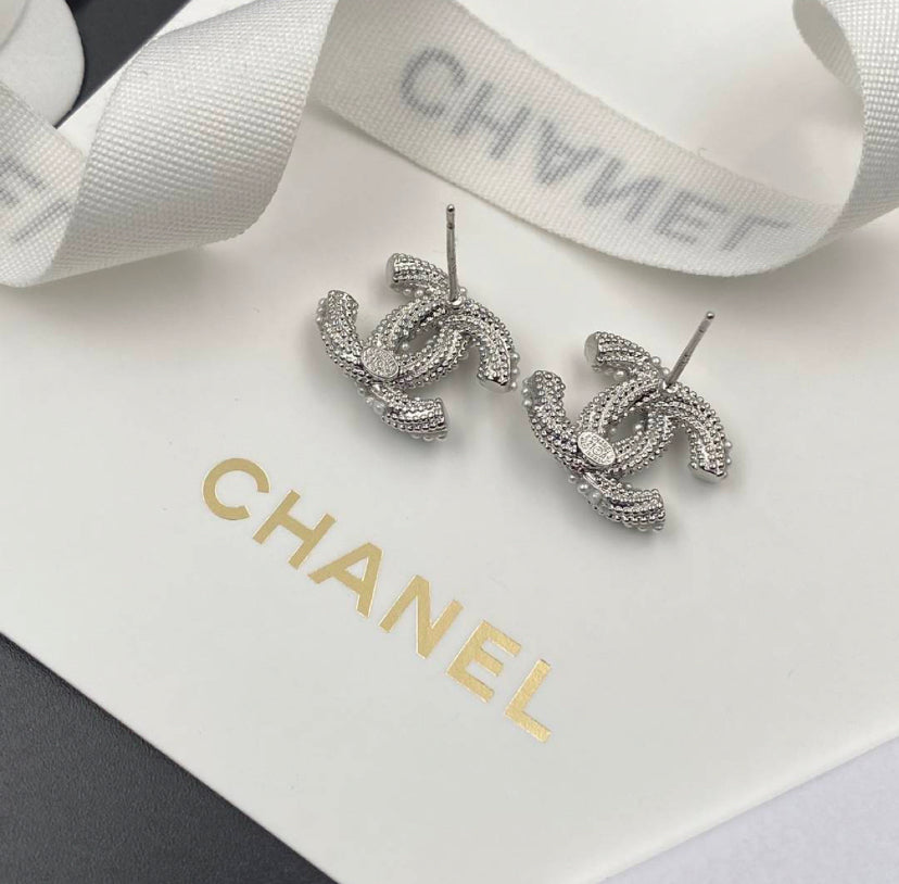silver bedazzled earrings