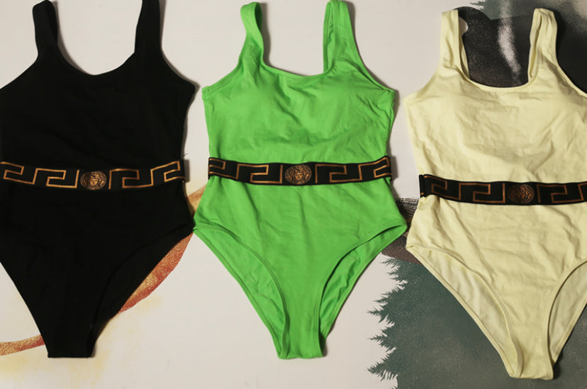 One Piece swimwear in green,black or pale white