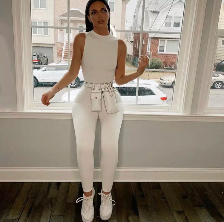 Traje pantalón elástico blanco o negro