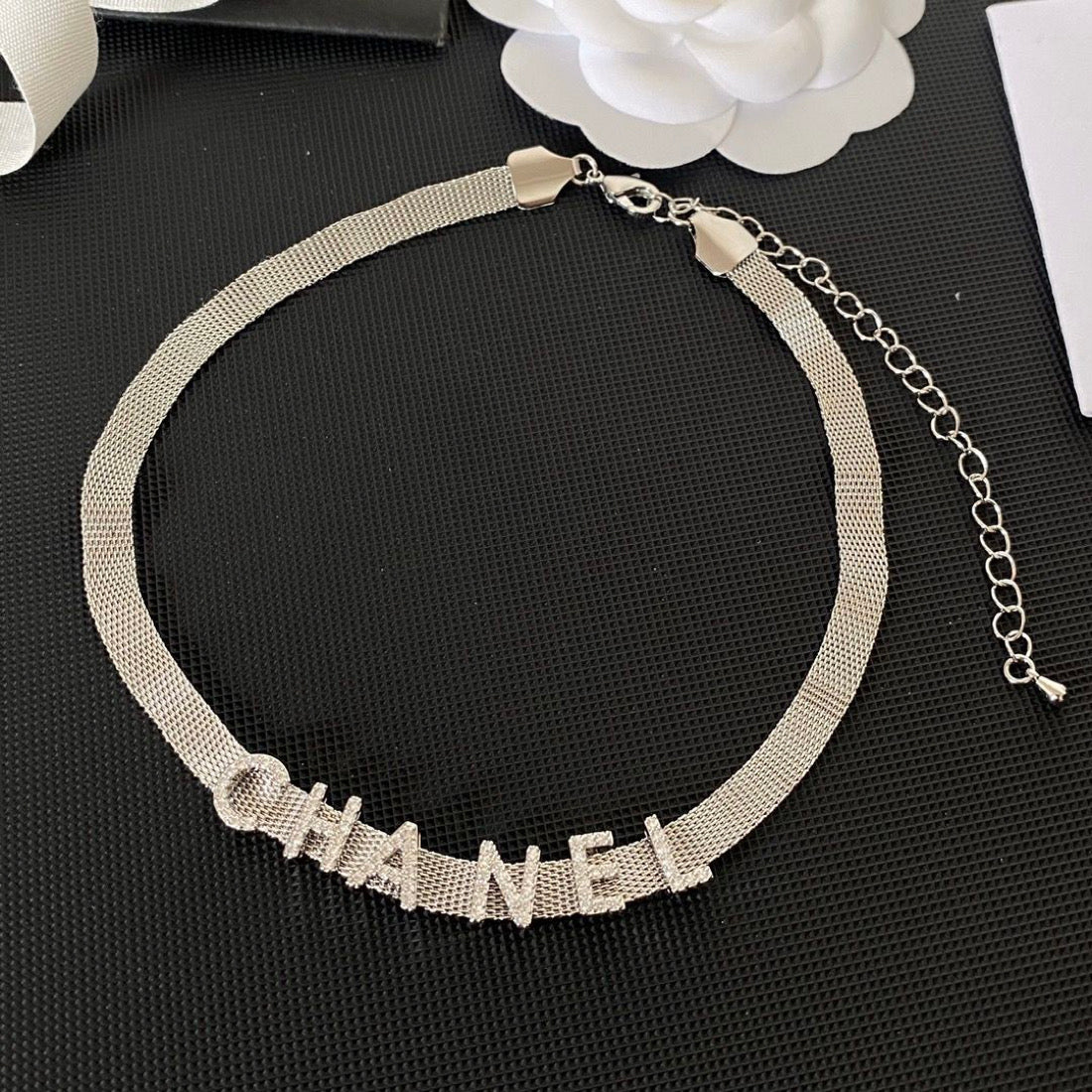 Silver choker with letters