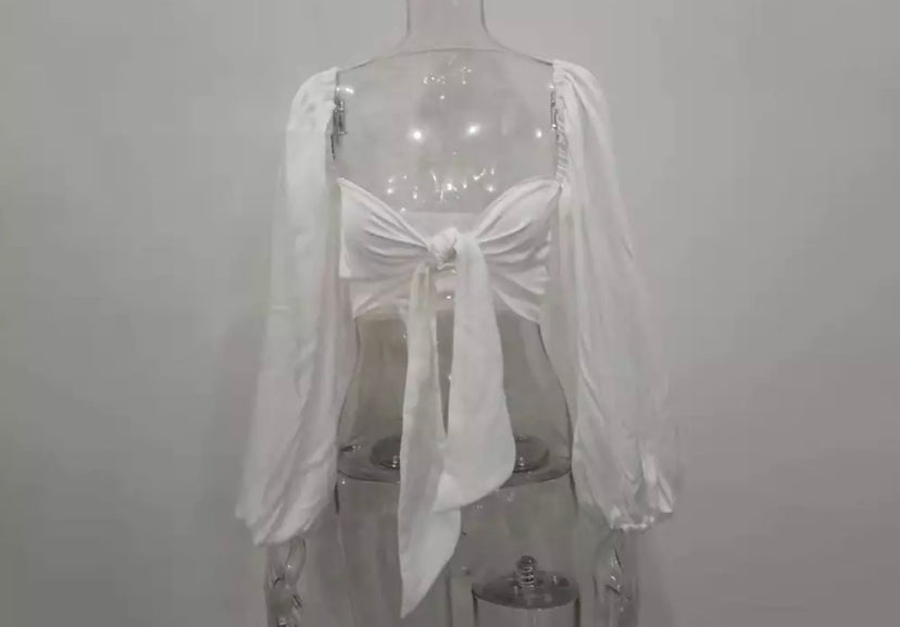 White crop with large sleeves