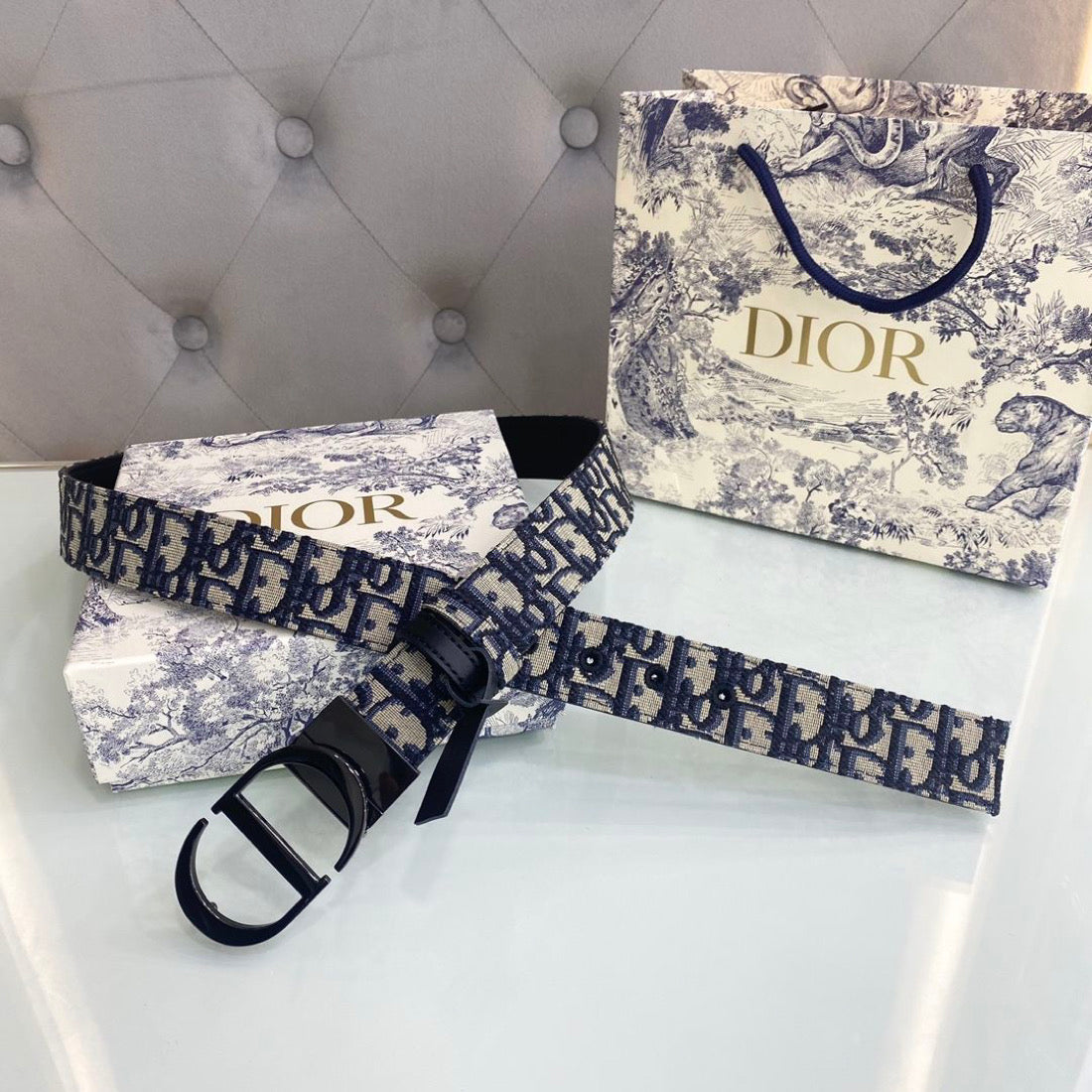 Navy and white belt.