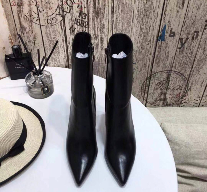 Black full leather booties