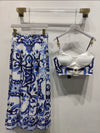 Two piece set in royal blue and white